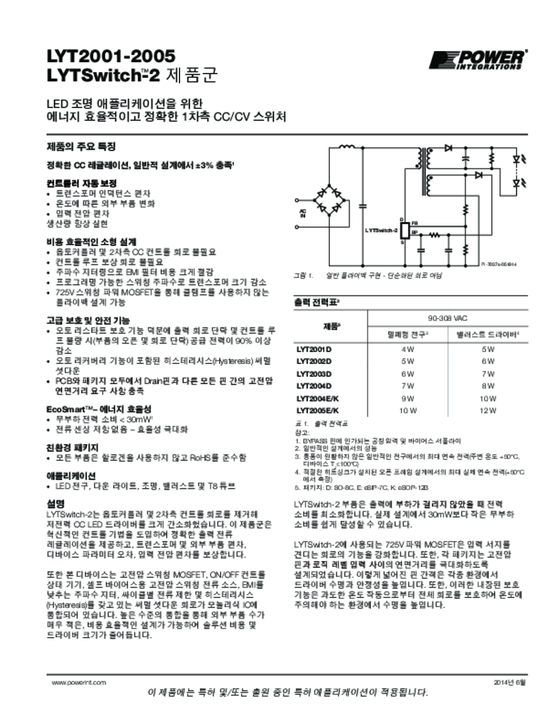 LYTSwitch-2 데이터 시트