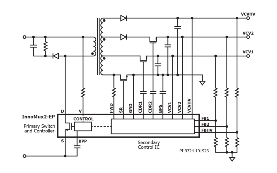 Typical Application with Three Constant Voltage Outputs